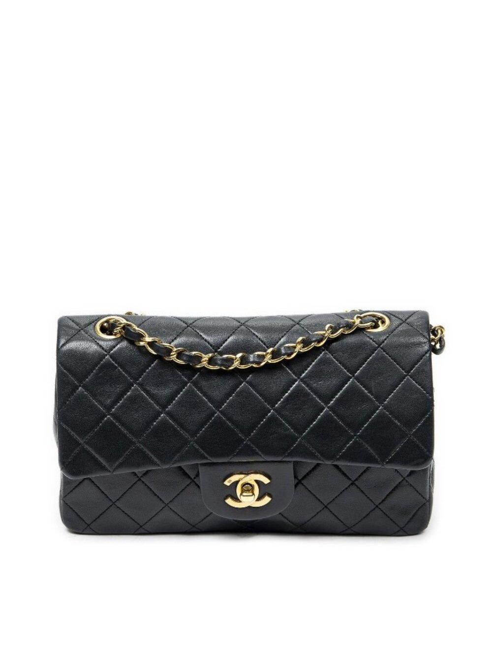 Chanel Quilted Double Flap Bag Black Lambskin Leather
